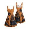 Robe de vacances pour la plage, imprimé cocotier, mini-robe froncée au buste - Orange S | US 4