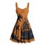 Robe de vacances pour la plage, imprimé cocotier, mini-robe froncée au buste - Orange S | US 4