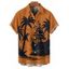 Chemise boutonnée à imprimé cocotiers pour homme, idéale pour les vacances à la plage - Orange 5XL