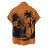 Chemise boutonnée à imprimé cocotiers pour homme, idéale pour les vacances à la plage - Orange 5XL