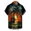Chemise de vacances pour homme, imprimé cocotiers et coucher de soleil, boutonnée, pour la plage - Orange 5XL