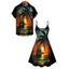 Vacation Couple Outfit for Beach Coconut Tree Sunset Print Mini Dress and Shirt Matching Set - Orange S | US 4