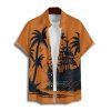 Vacation Couple Outfit for Beach Coconut Tree Print Mini Dress and Shirt Matching Set - Orange S | US 4