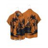 Vacation Couple Outfit for Beach Coconut Tree Print Mini Dress and Shirt Matching Set - Orange S | US 4