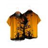 Gothic Couple Outfit for Halloween Forest Pumpkin Print Dress Belt Ruched Mini Dress and Shirt Set - Orange 