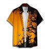 Gothic Couple Outfit for Halloween Forest Pumpkin Print Dress Belt Ruched Mini Dress and Shirt Set - Orange 
