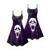 Gothic Couple Outfit Skull Spider Web Print Mini Dress and Shirt Halloween Set - Concorde S | US 4