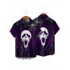 Gothic Couple Outfit Skull Spider Web Print Mini Dress and Shirt Halloween Set - Concorde S | US 4