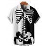 Chemise boutonnée gothique pour homme, imprimé squelette colorblock, pour Halloween - Noir 5XL