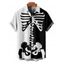 Chemise boutonnée gothique pour homme, imprimé squelette colorblock, pour Halloween - Noir 5XL
