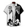 Chemise boutonnée gothique pour homme, imprimé squelette colorblock, pour Halloween - Noir 5XL