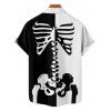 Chemise boutonnée gothique pour homme, imprimé squelette colorblock, pour Halloween - Noir 5XL
