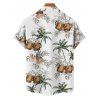 Chemise de vacances pour homme, boutonnée, imprimé floral et bière, motif cocotier - Vert 5XL