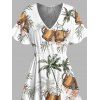 Robe de vacances mi-longue fendue à imprimé floral et cocotier - Vert XXL | US 14