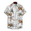Chemise de vacances pour homme, boutonnée, imprimé floral et bière, motif cocotier - Vert 5XL