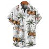 Chemise de vacances pour homme, boutonnée, imprimé floral et bière, motif cocotier - Vert 5XL