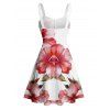 Vacation Couple Outfit Hibiscus Flower Leaf Print Ruched Belt Dress and Shirt Set - Rose clair S | US 4