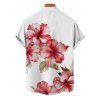 Vacation Couple Outfit Hibiscus Flower Leaf Print Ruched Belt Dress and Shirt Set - Rose clair S | US 4