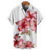 Vacation Couple Outfit Hibiscus Flower Leaf Print Ruched Belt Dress and Shirt Set - Rose clair S | US 4