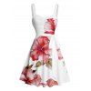Vacation Couple Outfit Hibiscus Flower Leaf Print Ruched Belt Dress and Shirt Set - Rose clair S | US 4