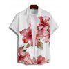 Vacation Couple Outfit Hibiscus Flower Leaf Print Ruched Belt Dress and Shirt Set - Rose clair S | US 4
