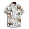 Vacation Couple Outfit Coconut Tree Floral Beer Print Slit Midi Dress and Shirt Set - Vert S | US 4