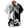 Gothic Couple Outfit for Halloween Colorblock Skeleton Print Pocket Long Dress and Shirt Set - Noir S | US 4