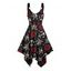 Robe gothique pour Halloween, robe midi à imprimé crâne, ancre, rose et mouchoir - Noir XXXXXL | US 20
