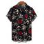 Chemise boutonnée gothique pour homme avec imprimé tête de mort, ancre et rose, pour Halloween - Noir 5XL