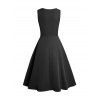 Robe mi-longue décontractée à lacets et superpositions, couleur unie, sans manches, coupe trapèze - Noir XXL