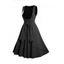 Robe mi-longue décontractée à lacets et superpositions, couleur unie, sans manches, coupe trapèze - Noir XXL