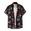 Gothic Couple Outfit Skull Anchor Rose Print Handkerchief Dress and Shirt Set - Noir S | US 4