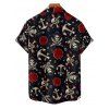 Gothic Couple Outfit Skull Anchor Rose Print Handkerchief Dress and Shirt Set - Noir S | US 4
