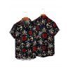 Gothic Couple Outfit Skull Anchor Rose Print Handkerchief Dress and Shirt Set - Noir S | US 4