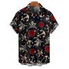 Gothic Couple Outfit Skull Anchor Rose Print Handkerchief Dress and Shirt Set - Noir S | US 4