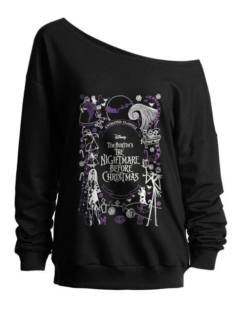 Sweat-shirt de Noël imprimé lettres, col incliné, manches longues