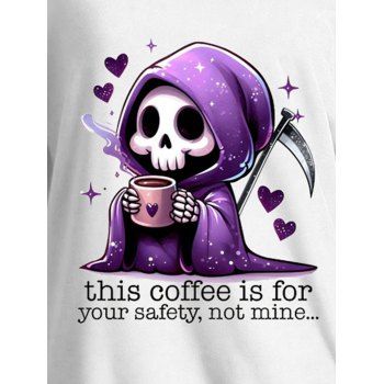 Halloween Sweatshirt Cute Skull Witch Letter Print Skew Neck Sweatshirt
