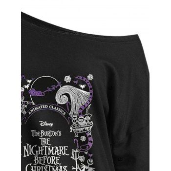Letter Printed Christmas Sweatshirt Skew Neck Long Sleeve Sweatshirt