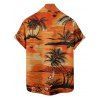 Chemise boutonnée à imprimé paysage de cocotiers pour homme, idéale pour les vacances à la plage - Orange 5XL