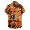 Chemise boutonnée à imprimé paysage de cocotiers pour homme, idéale pour les vacances à la plage - Orange 5XL