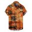Chemise boutonnée à imprimé paysage de cocotiers pour homme, idéale pour les vacances à la plage - Orange 5XL