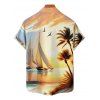 Chemise de plage pour homme, motif cocotiers, boutonnée, idéale pour les vacances - Jaune clair 5XL
