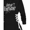 Robe à capuche d'Halloween, mini-robe à lacets et cordon de serrage, imprimé lettres - Noir XXL | US 14