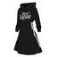Robe à capuche d'Halloween, mini-robe à lacets et cordon de serrage, imprimé lettres - Noir XXL | US 14