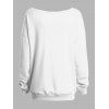 Sweat-shirt à manches longues et col oblique imprimé feuilles de rose - Blanc XXL | US 14