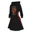 Robe à capuche d'Halloween à lacets avec imprimé main de squelette rose et cœur - Noir XXL | US 14