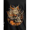 Sweat-shirt gothique à manches longues et col incliné avec imprimé tête de mort pour Halloween - Noir XXL | US 14