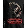 Sweat-shirt gothique pour Halloween, imprimé tête de mort, col incliné, manches longues - Noir XXL | US 14