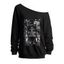 Sweat-shirt de Noël imprimé lettres, col incliné, manches longues - Noir XXL | US 14