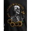 Sweat-shirt d'Halloween gothique, crâne, squelette, tournesol, imprimé lettres, col incliné - Noir XXL | US 14